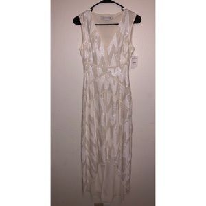 Dvf White Tonal Sequins Dress